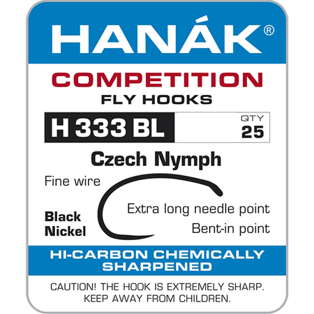 Hanaák Competition Fly Hooks packaging with product details.