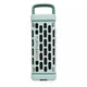 Mint green portable speaker with grid design on a white background